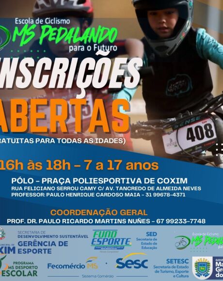 Estão abertas as inscrições para a Escola de Ciclismo MS Pedalando para o Futuro