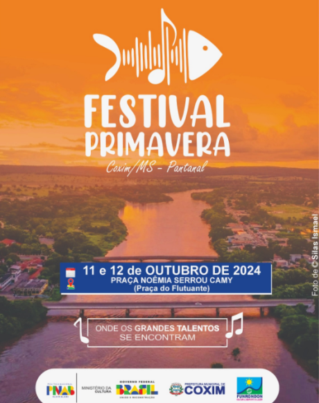 Festival Primavera celebra a cultura em Coxim nos dias 11 e 12 de outubro