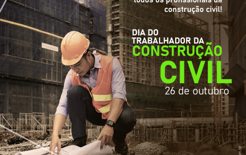 ***** Hoje, celebramos o incans&aacute;vel esp&iacute;rito dos trabalhadores da constru&ccedil;&atilde;o civil no Dia do Trabalhador da Constru&ccedil;&atilde;o Civil, 26 de outubro. Esses homens e mulheres dedicados moldam nossas cidades, erguendo sonhos com cada tijolo colocado e cada esfor&ccedil;o investido. A ind&uacute;stria da constru&ccedil;&atilde;o &eacute; o alicerce do progresso, e esses profissionais merecem nossa gratid&atilde;o e reconhecimento. Suas m&atilde;os habilidosas e determina&ccedil;&atilde;o incans&aacute;vel transformam projetos em realidade. Neste dia especial, saudamos os construtores, pedreiros, engenheiros e todos os envolvidos nesse trabalho essencial. Obrigado por constru&iacute;rem um futuro mais forte para todos n&oacute;s!