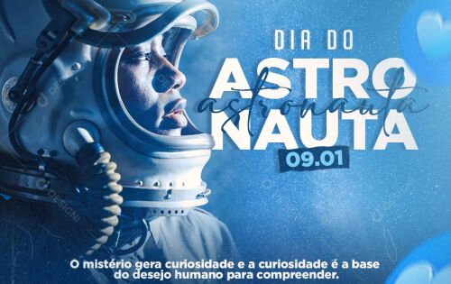 DIA DO ASTRONAUTA *** No dia 9 de janeiro &eacute; celebrado o Dia do Astronauta, profissional respons&aacute;vel por explorar o espa&ccedil;o. A data &eacute; comemorada em homenagem &agrave; Miss&atilde;o Centen&aacute;rio, realizada em 2006 pela Ag&ecirc;ncia Espacial Brasileira (AEB), respons&aacute;vel pela ida do primeiro brasileiro ao espa&ccedil;o, Marcos Pontes, que foi para a Esta&ccedil;&atilde;o Espacial Internacional (EEI). Para se tornar astronauta &eacute; preciso, primeiramente, investir em uma gradua&ccedil;&atilde;o da &aacute;rea de exatas e/ou tecnologia. Como exemplos temos os cursos de F&iacute;sica, Engenharia, Ci&ecirc;ncias da Computa&ccedil;&atilde;o e Matem&aacute;tica. Essas gradua&ccedil;&otilde;es s&atilde;o encontradas em diversas faculdades e universidades brasileiras, mas &eacute; importante ter em mente que algumas ag&ecirc;ncias podem exigir que a forma&ccedil;&atilde;o seja em universidades credenciadas. Parab&eacute;ns pelo seu dia, exploradores do espa&ccedil;o!