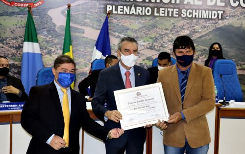 Prefeito Edilson, presidente da Assembleia Paulo Correa- vereador Fl&aacute;vio