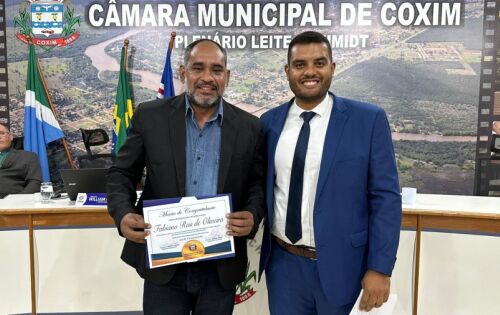 Vereador Willian Meira e homenageado SR Fabiano Reis de Oliveira