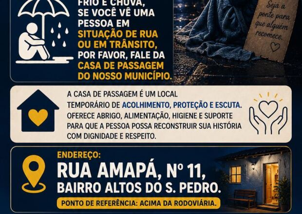 Campanha do CREAS refor&ccedil;a acolhimento a pessoas em situa&ccedil;&atilde;o de rua durante per&iacute;odo de frio em Coxim