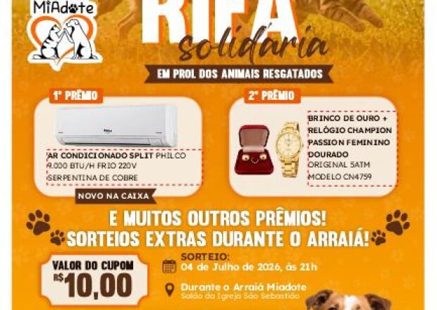 Associa&ccedil;&atilde;o MIAdoTe promove rifa solid&aacute;ria para custear resgate e cuidados de animais em Coxim