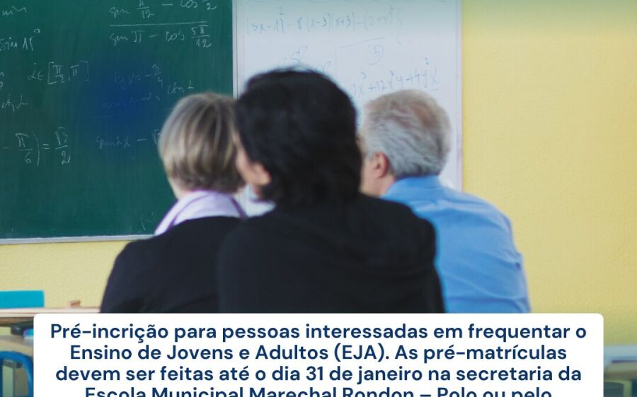 Prefeitura de Coxim abre consulta pública para matrículas no EJA