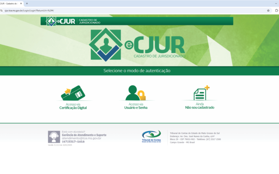 TCE comunica jurisdicionados sobre cadastro no e-CJUR para envio das prestações de contas