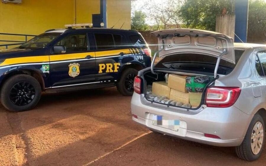 PRF apreende 378 kg de maconha na BR-163; droga seria levada para o Mato Grosso
