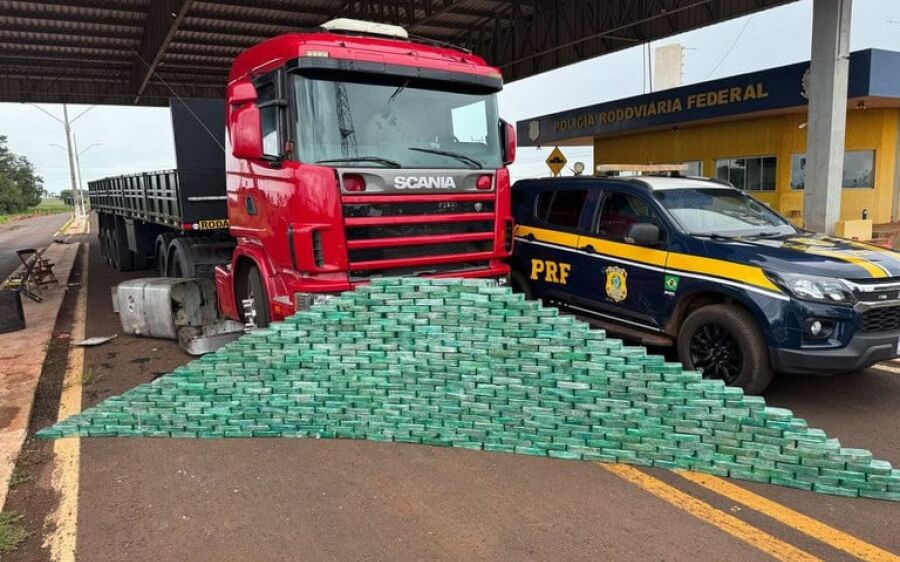 PRF apreende 400 Kg de cocaína escondidos em tanque de caminhão na BR-463