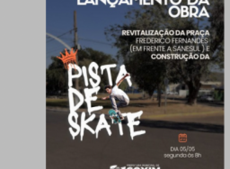Sonho dos Skatistas de Coxim começa a se tornar realidade na próxima segunda, 05 de maio