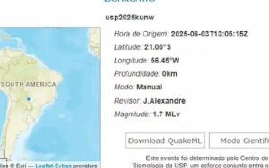 Décimo terremoto do ano em MS 