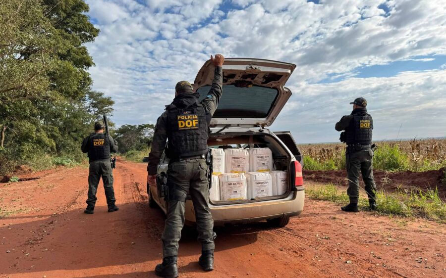 Condutor abandona carro com agrotóxicos ilegais e foge em lavoura de milho em MS
