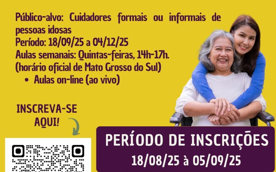 Coxim e UFMS oferecem curso gratuito para cuidadores de idosos em parceria inédita