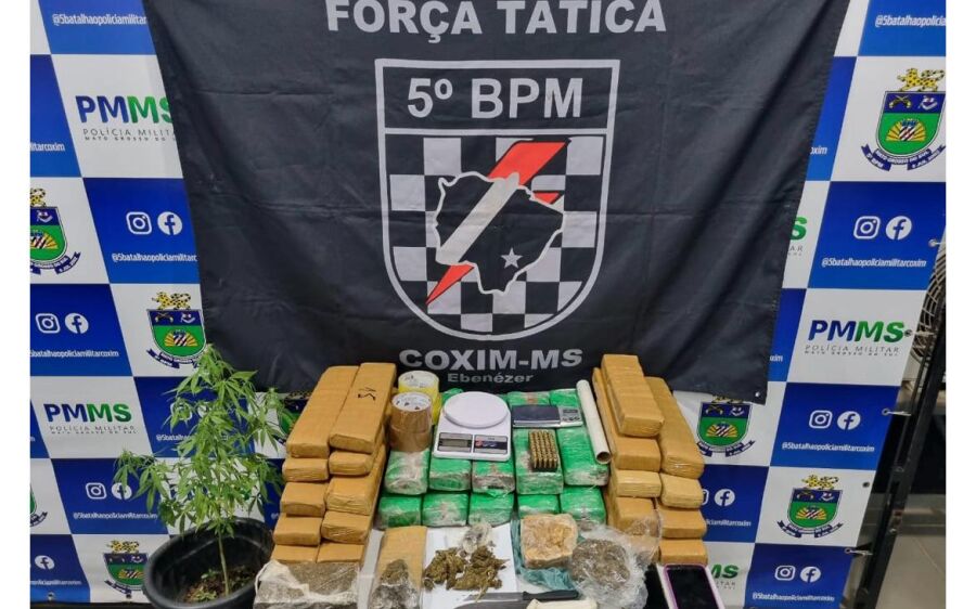 Ação da Força Tática desmonta esquema de tráfico e apreende mais de 24 kg de drogas em Coxim
