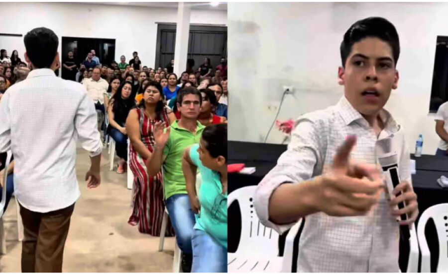 Pastor mirim explode com fiel ao ser
chamado de falso
profeta em igreja de MS: 'você tem amante'