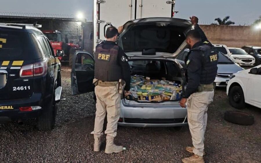 PRF apreende 590 kg de maconha após perseguição na BR-060 em Campo Grande
