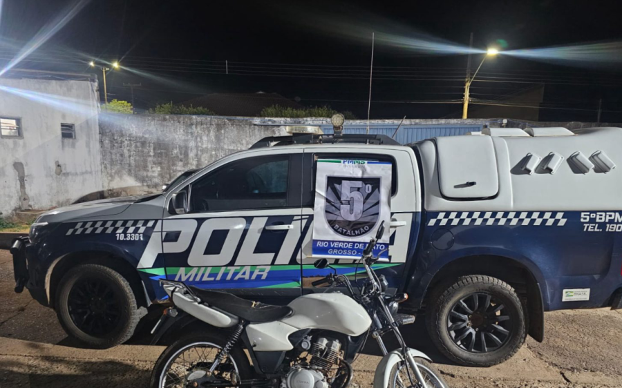 Condutor sem CNH é flagrado pilotando motocicleta irregular em Rio Verde de Mato Grosso
