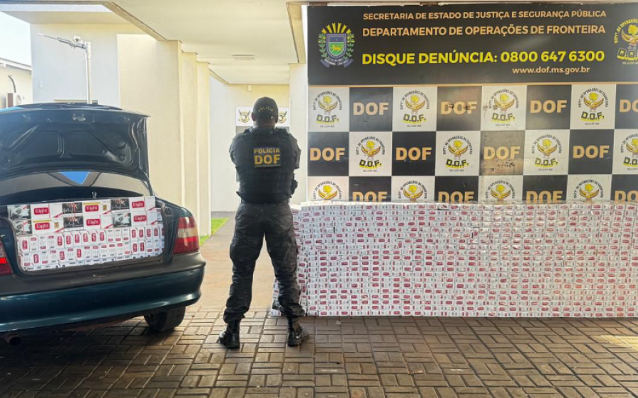 Vectra com dois mil pacotes de cigarros contrabandeados é apreendido na BR-267
