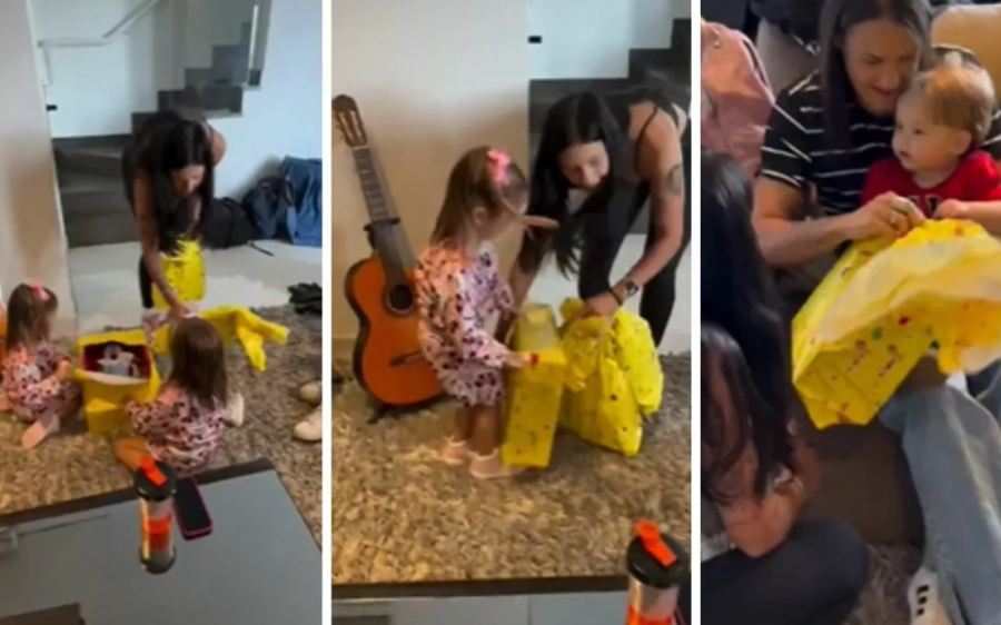 Ana Castela mima filhos de Zé Felipe com presentes