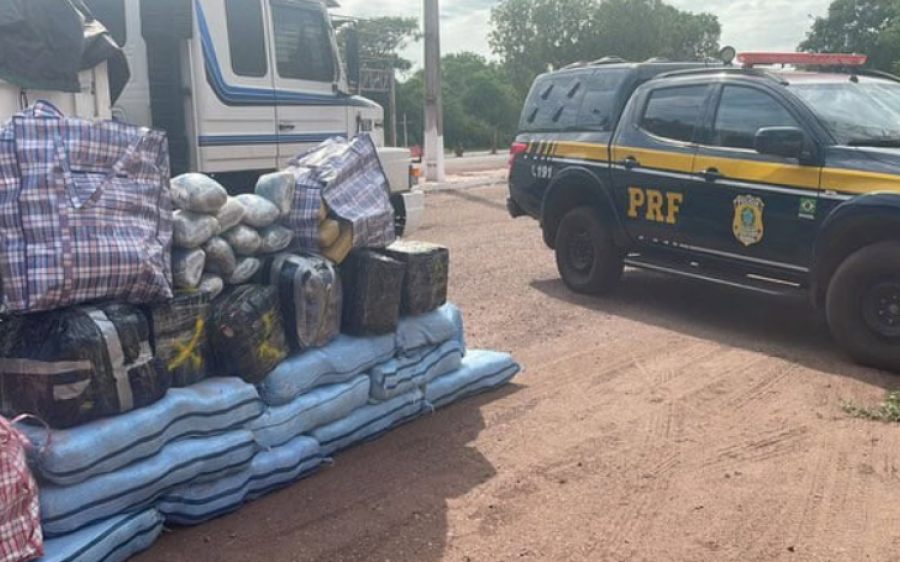 PRF apreende 426 kg de skunk e 19 kg de cocaína em caminhão durante abordagem
