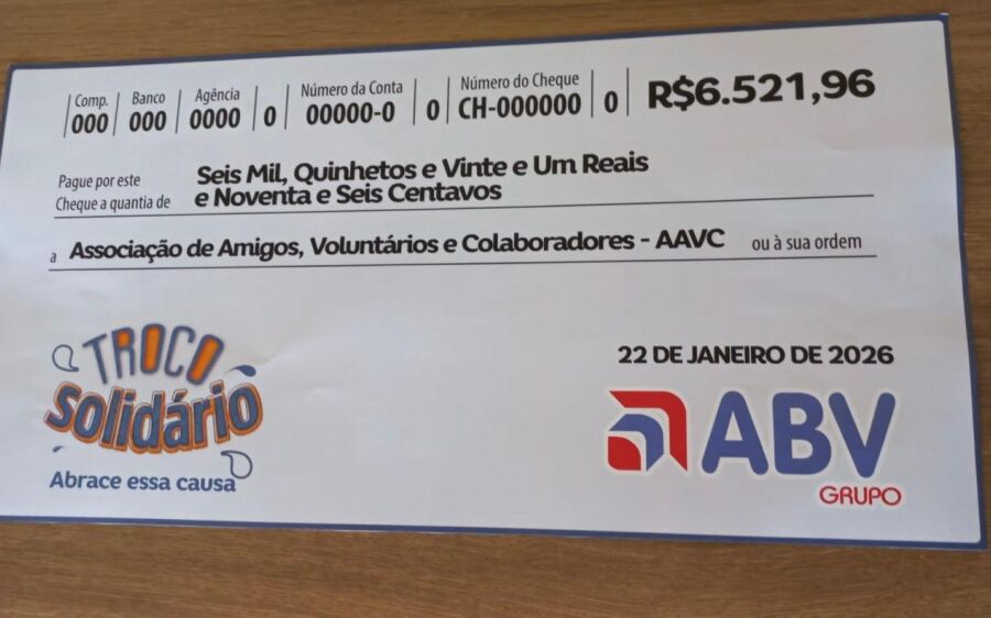 A.A.V.C recebe cheque simbólico do programa Troco Solidário 