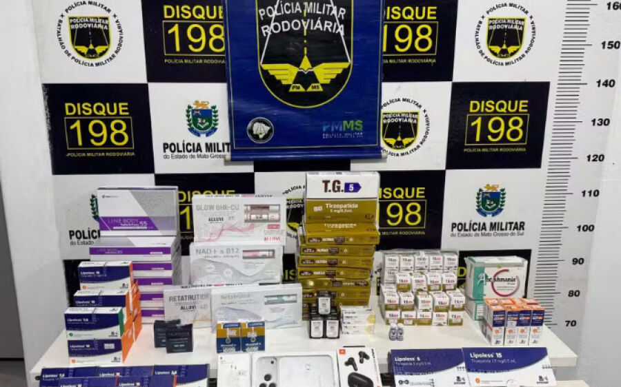 Polícia Rodoviária apreende medicamentos e eletrônicos avaliados em R$ 130 mil em Ponta Porã
