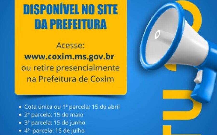 Carnê do IPTU 2026 já está disponível e pagamento contribui para investimentos em Coxim