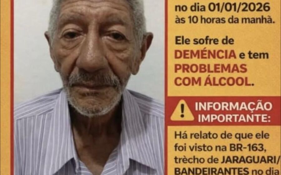 Coxinense de 78 anos está desaparecido há 39 dias e família vive angústia sem notícias
