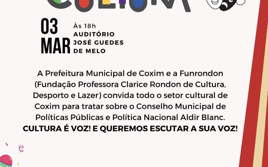 Cultura em pauta: setor cultural é convidado para reunião em Coxim