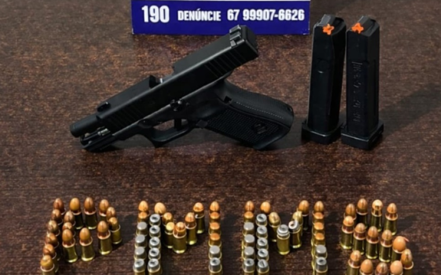 Homem é preso com pistola de uso restrito e munições após romper tornozeleira eletrônica em Sonora
