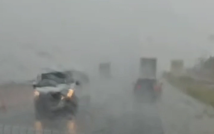 Chuva com granizo e ventos fortes atinge trecho da BR-163 entre Bandeirantes e Jaraguari
