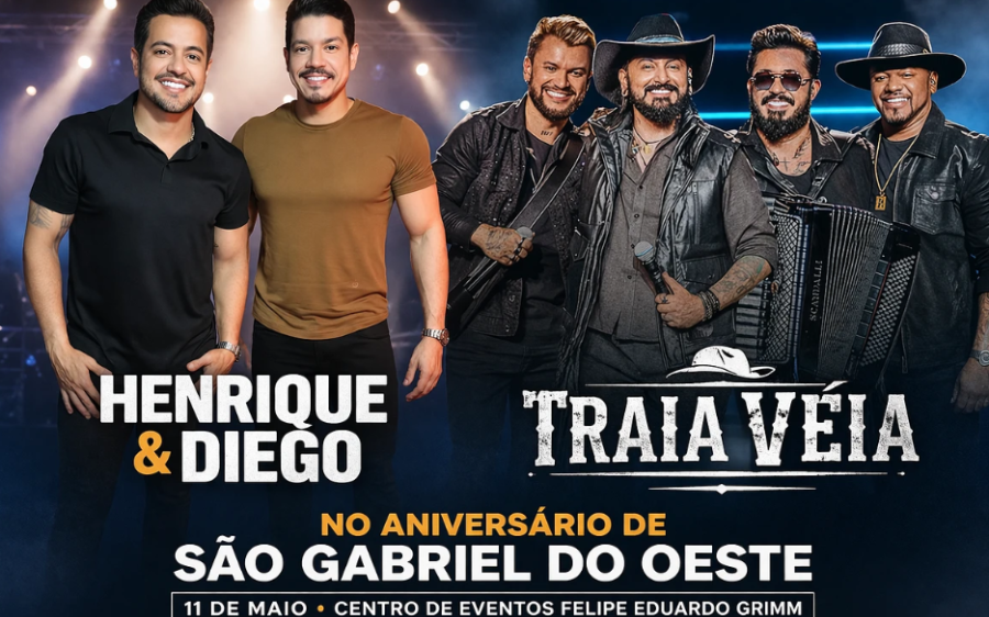Dupla Henrique e Diego e banda Traia Véia se apresentam no aniversário de São Gabriel do Oeste
