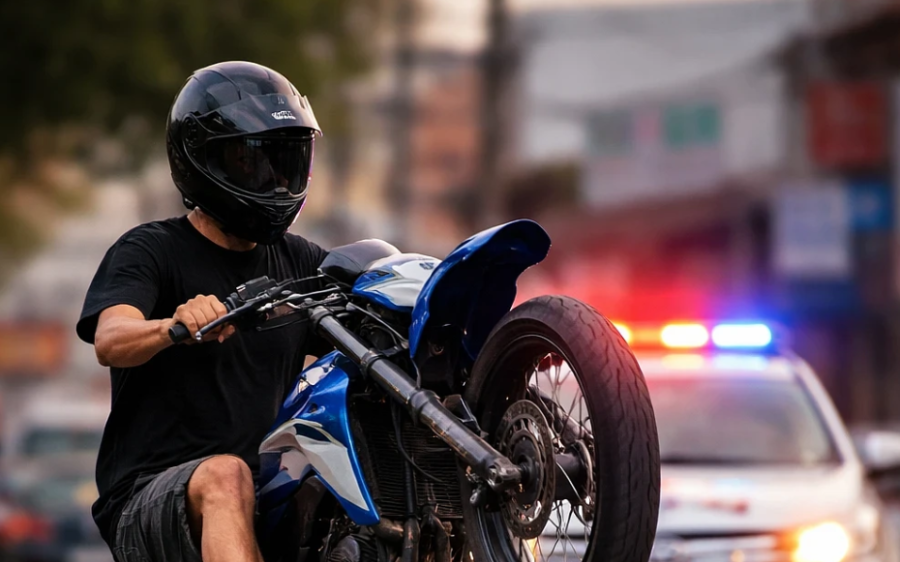 Motociclista é detido após ser flagrado empinando motocicleta no centro de São Gabriel do Oeste
