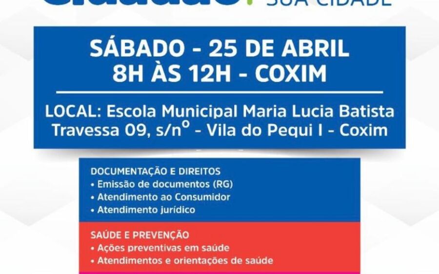 MS Cidadão leva serviços gratuitos à população de Coxim neste sábado(25)