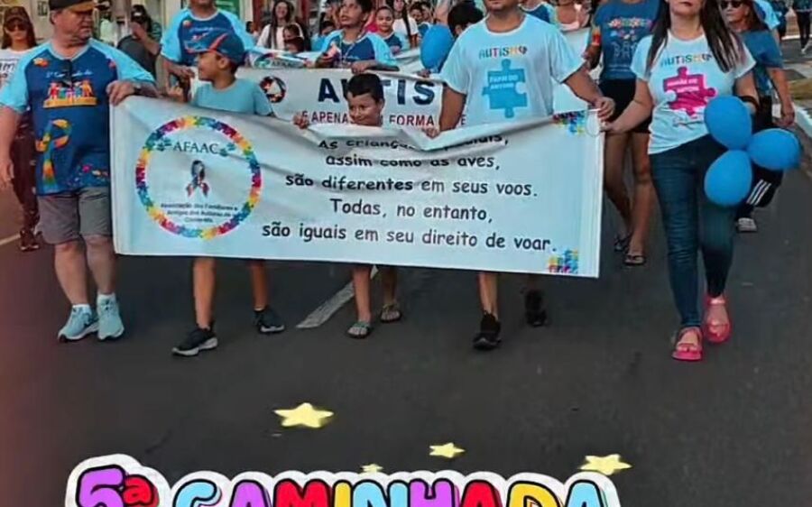 Caminhada pelo Autismo reúne famílias e mobiliza Coxim em tarde de inclusão e conscientização