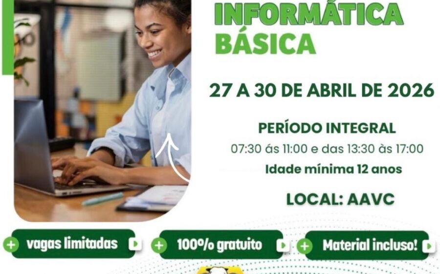Curso gratuito de informática básica é oferecido em Coxim com vagas limitadas
