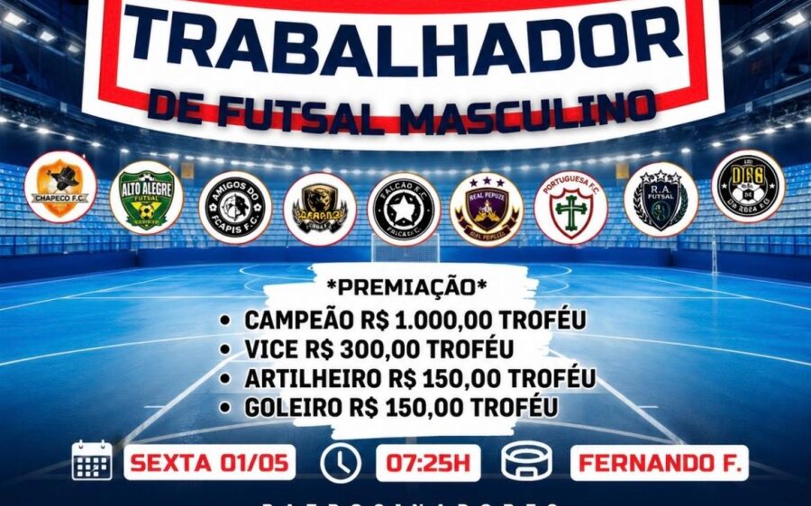 Coxim realiza Torneio do Dia do Trabalhador de Futsal Masculino nesta sexta-feira (1&ordm;)