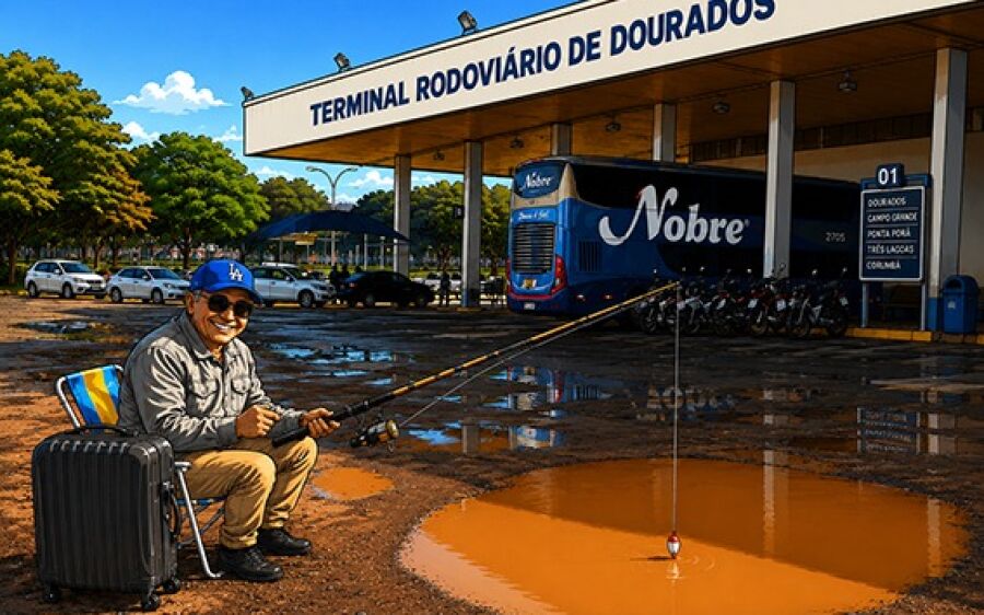 Vereador posta vídeo ´pescando´ na rodoviária de Dourados