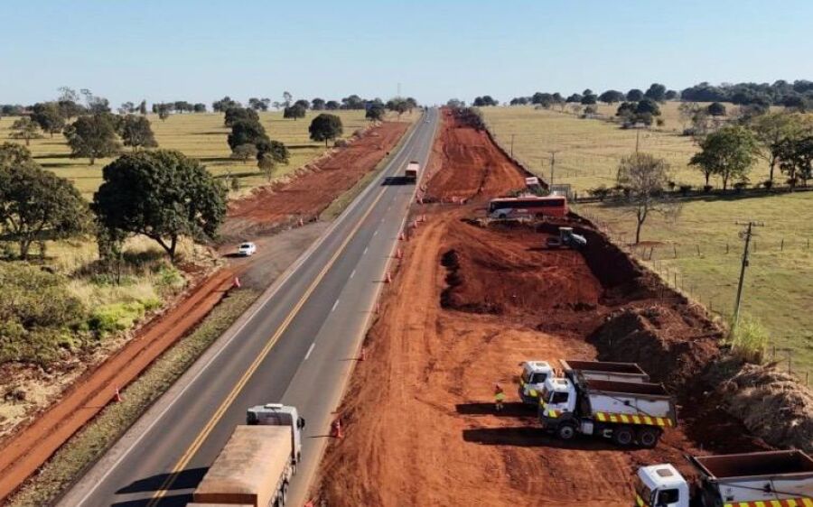 Obras na BR-163 exigem atenção redobrada de motoristas em Mato Grosso do Sul