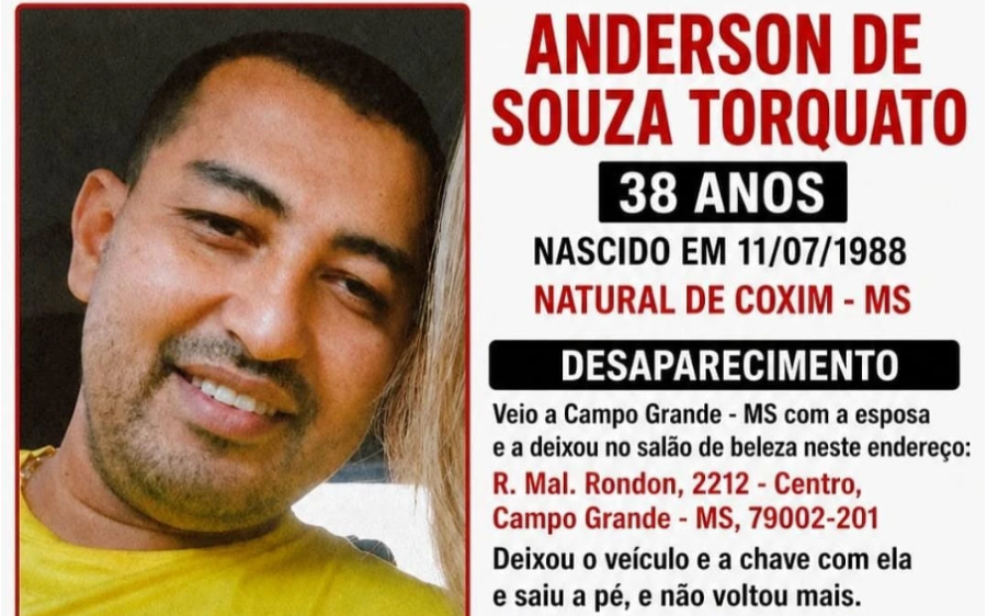 Comerciante de Coxim desaparece após deixar esposa em salão de beleza em Campo Grande

