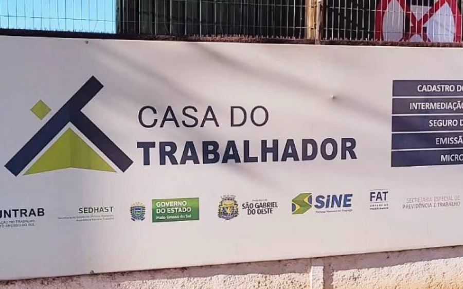 Casa do Trabalhador oferece 24 vagas de emprego em São Gabriel do Oeste nesta semana
