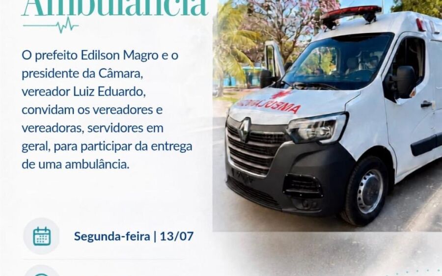 Prefeitura de Coxim entrega nova ambulância na próxima segunda-feira(13)