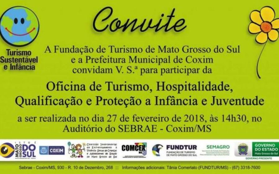 Oficina vai tratar de  turismo e proteção à infância e à juventude hoje