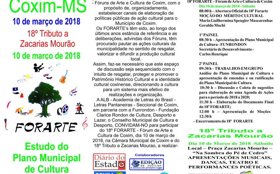 Produção cultural de  Coxim mostra seu potencial no 18º FORARTE  