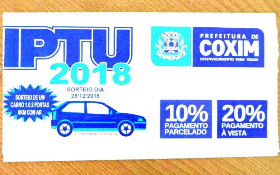 Contribuintes têm até 2 de abril para pagarem IPTU com desconto em Coxim