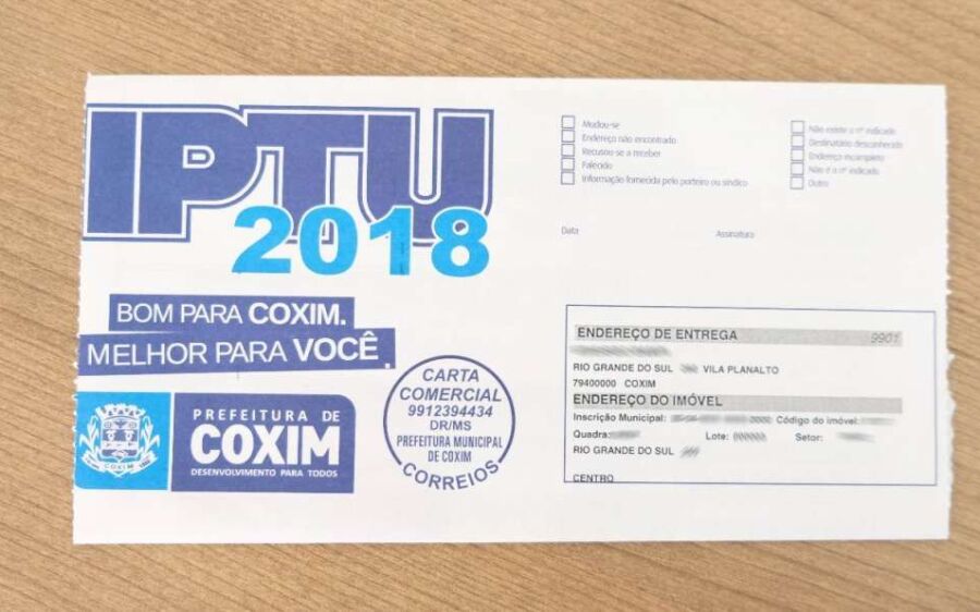 Quinta parcela do IPTU vence na próxima segunda-feira