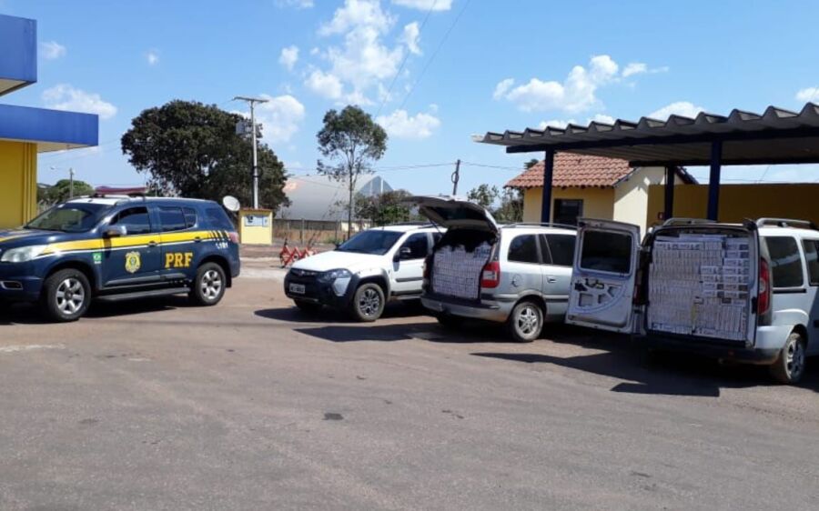 PRF prende três homens com cigarros  contrabandeados na estrada da Serra da Alegria