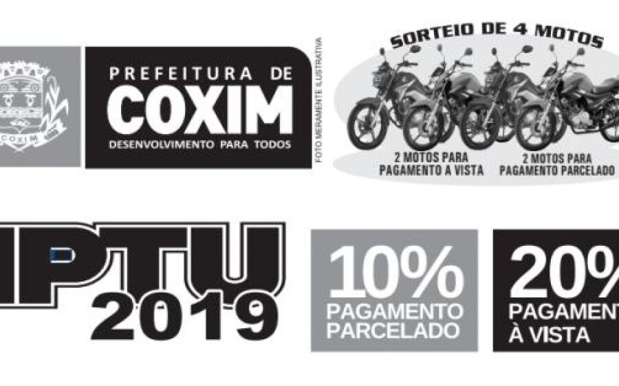 Parcela única do IPTU 2019 dá desconto de 20% e sorteia motos