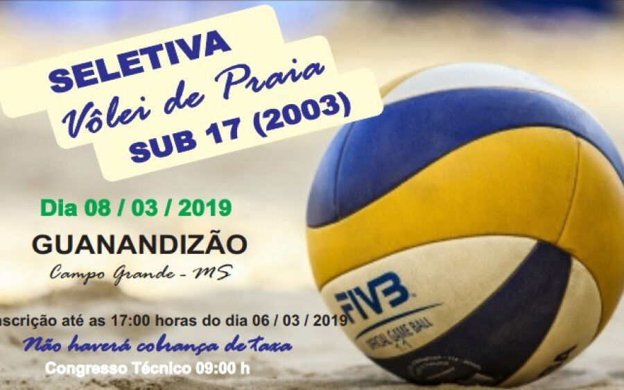 Seletiva para o Brasileiro  sub-17 de vôlei de praia será dia 8 de março em Campo Grande