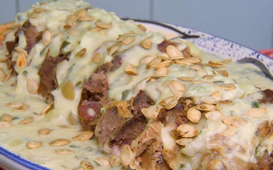 Receita: largarto recheado ao creme de batata