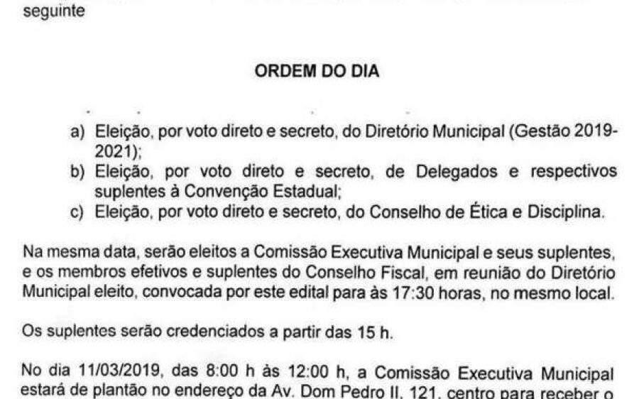 Edital de convocação - Convenção Municipal - PSDB
